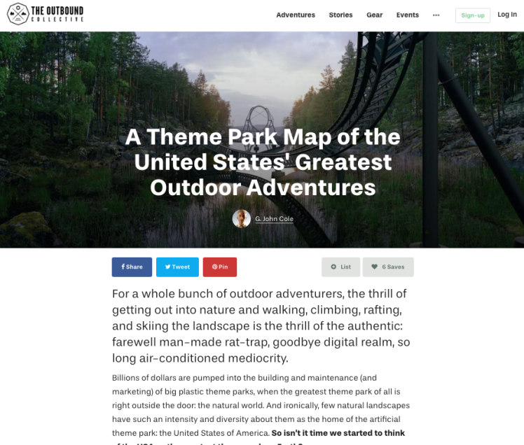 A Theme Park Map of the United States' Greatest Outdoor Adventures