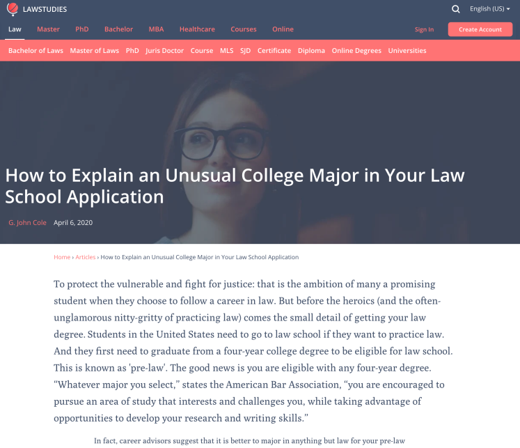 How to Explain an Unusual College Major in Your Law School Application